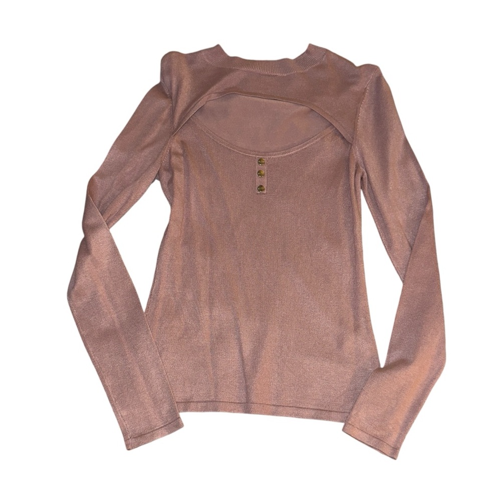Guess Pale Pink Fitted Long Sleeve Blouse
